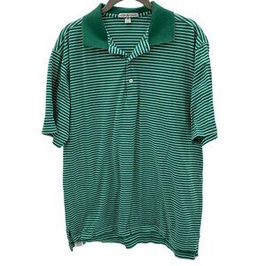 Peter Millar Green/White Stripe Polo Shirt Men's Size M